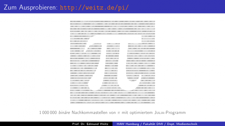 M3 2018-05-25 01 Beliebig viele Nachkommastellen von Pi berechnen