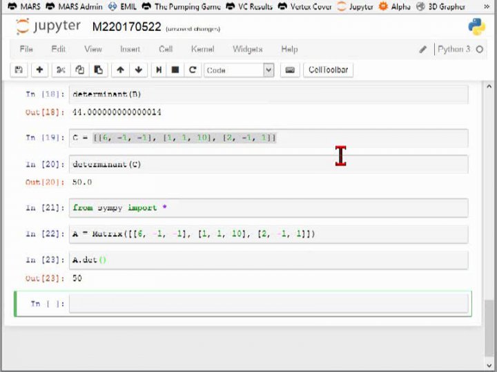 M2 2017-05-22 07 Berechnen der Determinante in Python