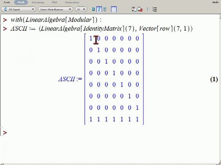 M2 2013-11-06 09 Anwendung - Prüfbit im ASCII-Code in Maple