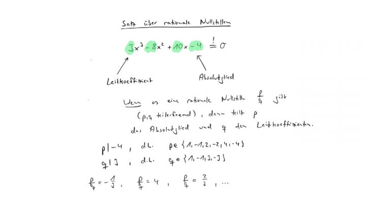 EM 2017-07-19 01 Satz über rationale Nullstellen / Lemma von Gauß